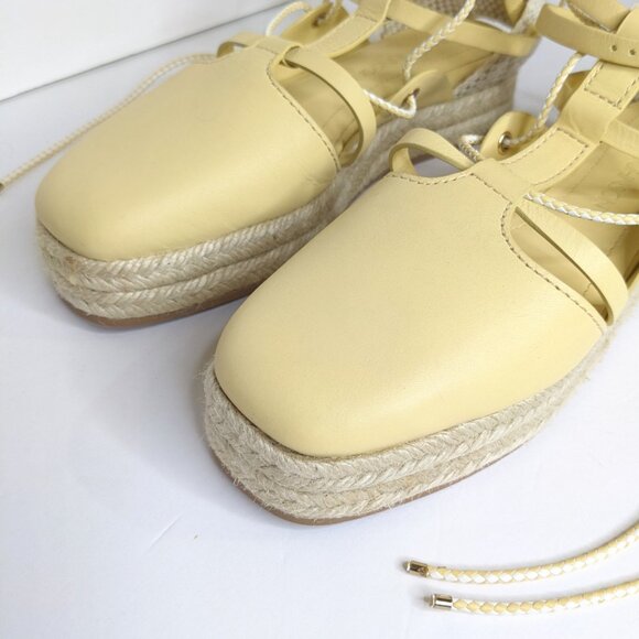 Ulla Johnson Imani Espadrilles Womens 7 Butter Yellow Flatform Casual Shoes - Picture 3 of 7